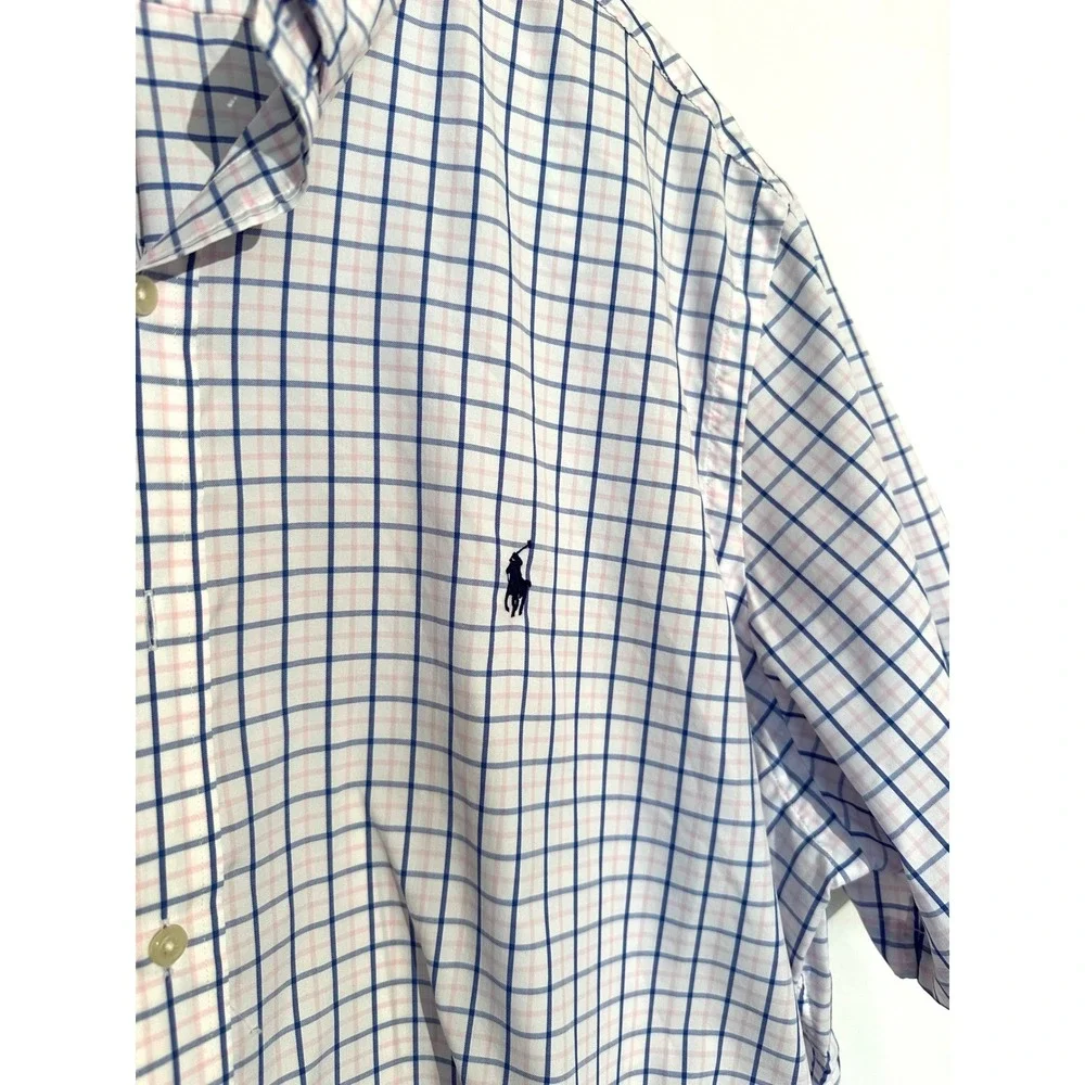 Polo Ralph Lauren Performance Shirt XXL Mens Blue Pink Plaid Short Sleeve‎ XXL
